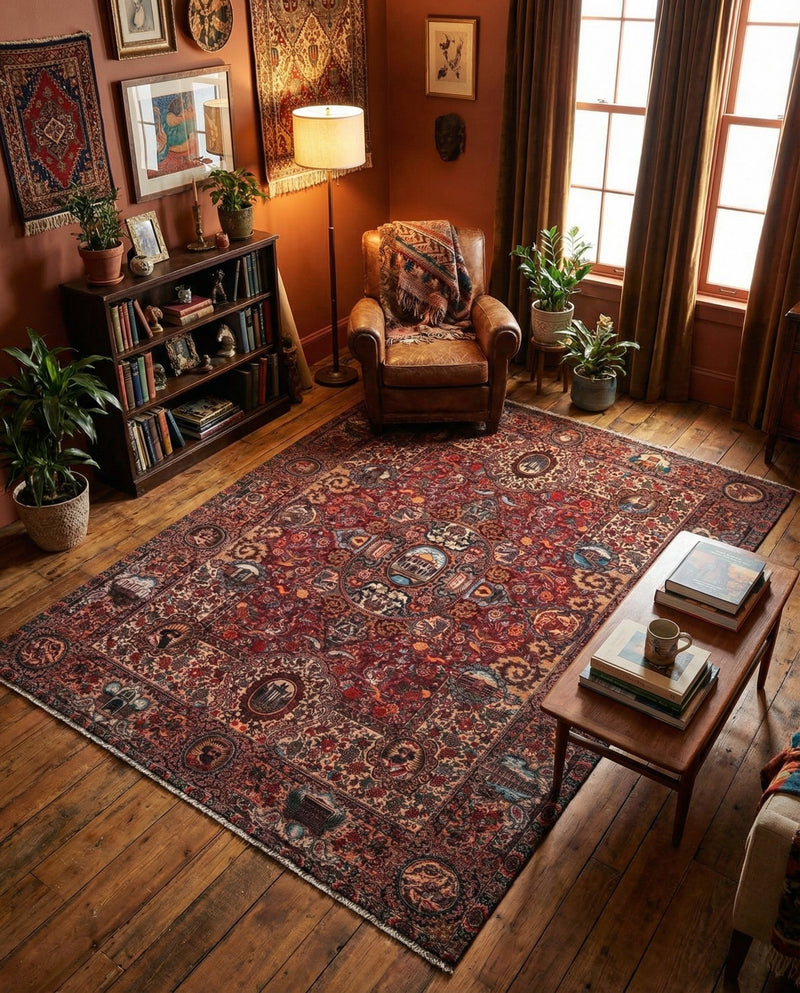Bazaar Chic Collection Area Rug -  Khouribga Rectangle Rust Red  lifestyle 17