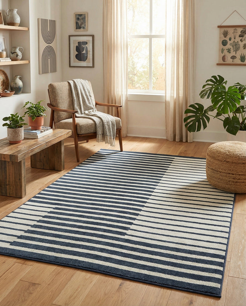 Copenhagen Edge Collection Area Rug -  Vesterbro Rectangle Blue  lifestyle 8