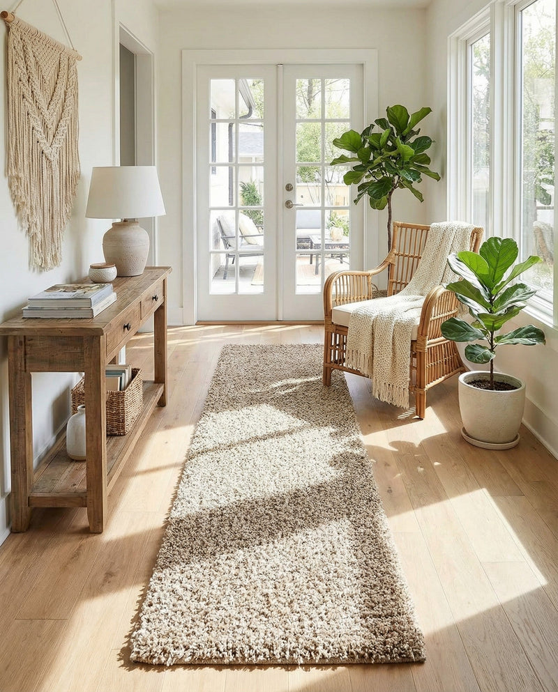 Plush Oasis Collection Area Rug - Serenity (Taupe) Runner Taupe  lifestyle 73