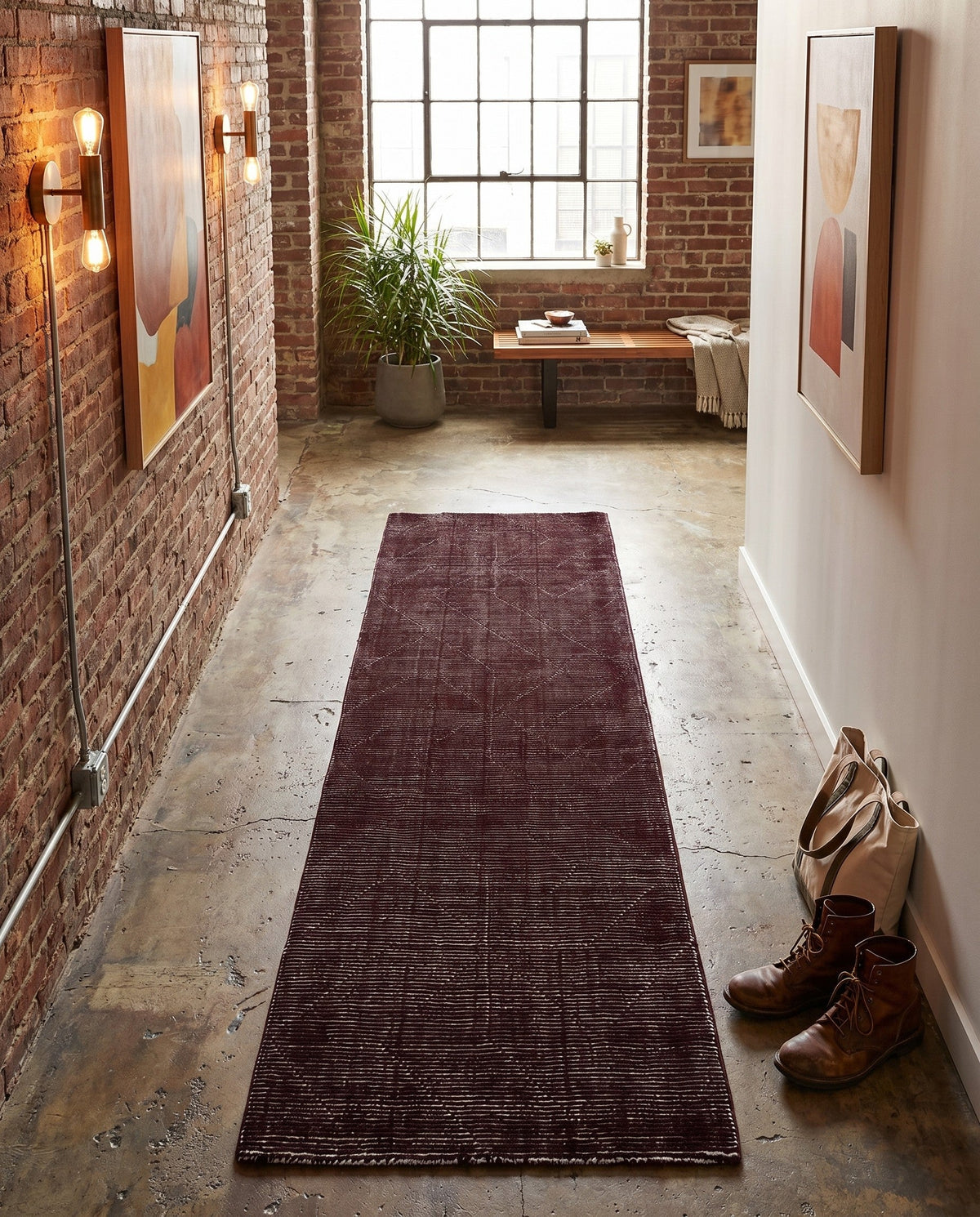 Nordic Loom Geometric Collection Area Rug - Oslo Runner Jet Black  lifestyle 60