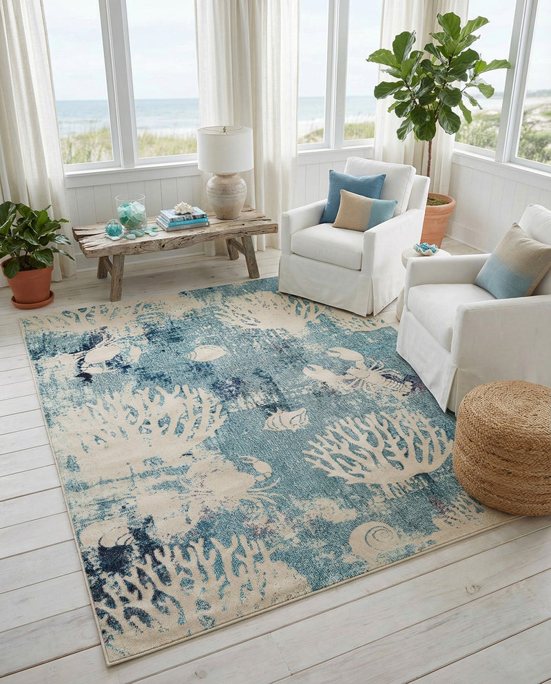 Sorrento Shores Collection Area Rug -  Vico Rectangle Light Blue  lifestyle 38