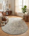 Seville Stripes Collection Area Rug -  Granada (Gray) Oval Gray  lifestyle 80