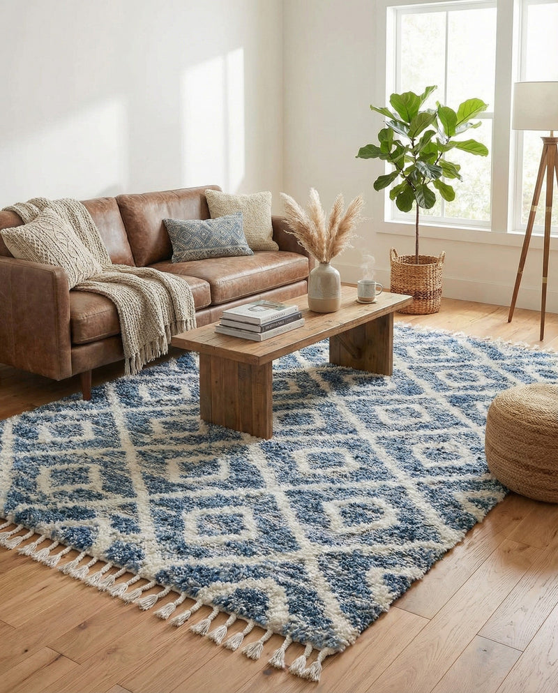 Cozy Cove Shag Collection Area Rug -  Dunes Rectangle Blue  lifestyle 38