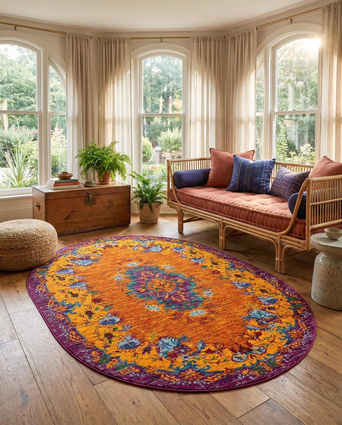 Caribbean Cove Collection Area Rug -  Nevis Oval Orange  lifestyle 87