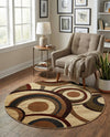 Bistro Lounge Collection Area Rug -  Macchiato Round Beige  lifestyle 29