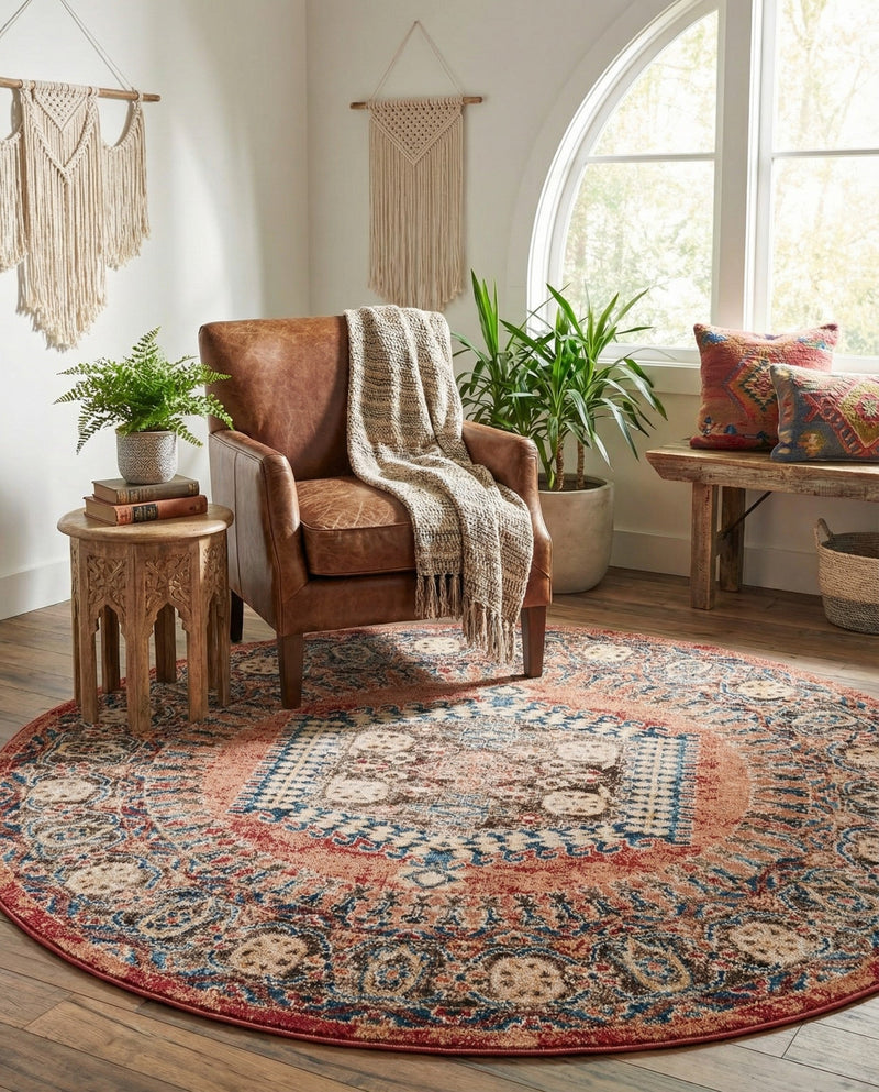 Eden Oasis Collection Area Rug -  Refuge (Terracotta) Round Terracotta  lifestyle 71