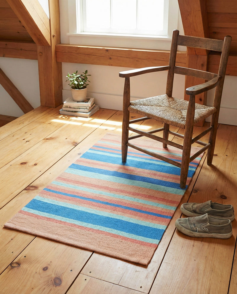 Coastal Stripe Dhurrie Collection Area Rug - Seashore Rectangle Multi  lifestyle 30