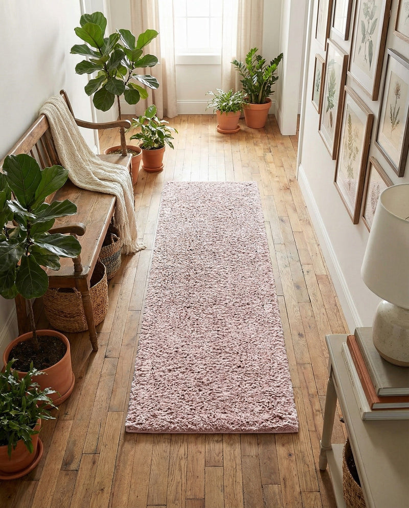 Cozy Comfort Shag Collection Area Rug - Haven (Pink) Runner Pink  lifestyle 72