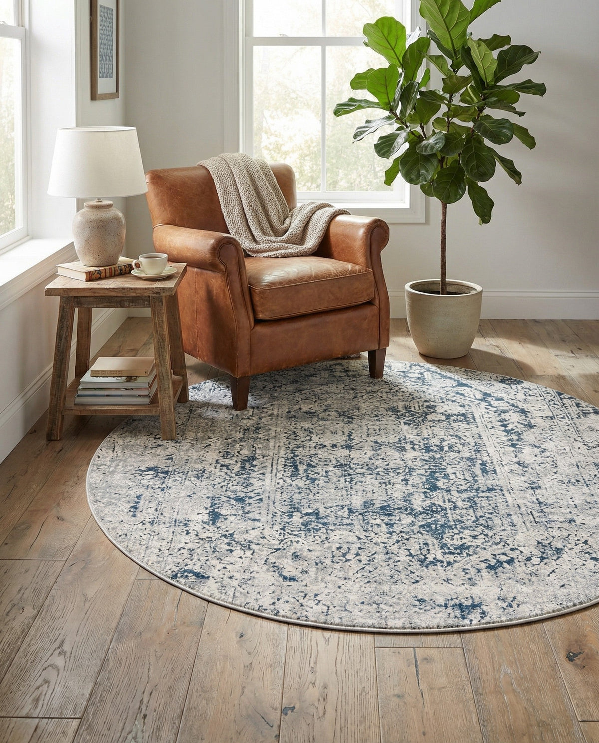 Coastal Manor Collection Area Rug -  Wavecrest Round Gray  lifestyle 78