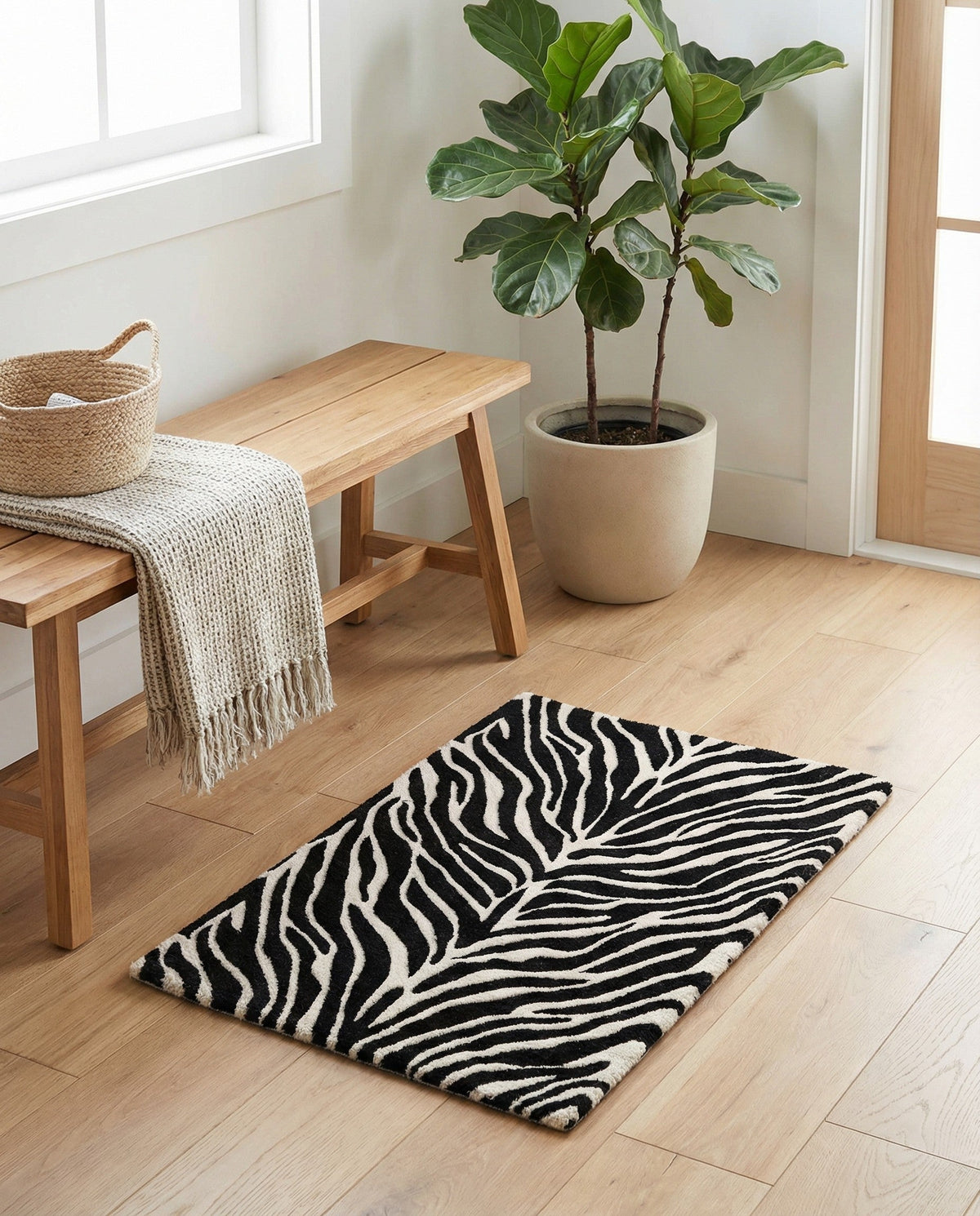 Hand Tufted Savannah Collection Area Rug -  Kalahari Rectangle Black and White  lifestyle 6