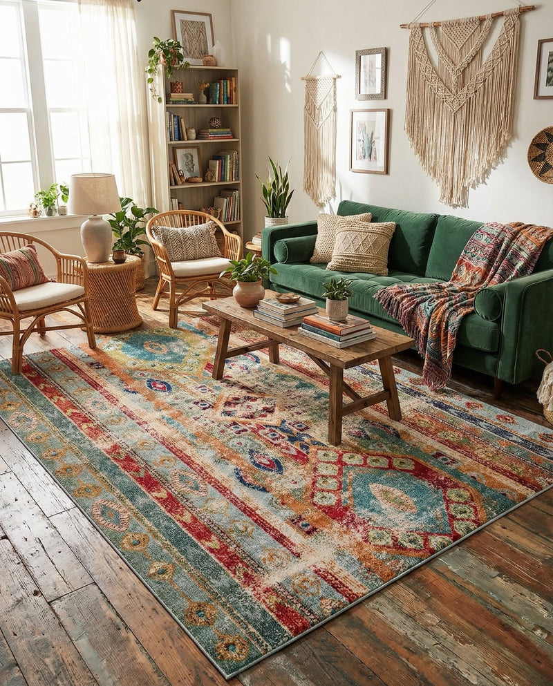 Sedona Vista Collection Area Rug -  Navajo Rectangle Blue  lifestyle 27