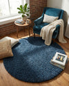Plush Oasis Collection Area Rug - Serenity (Sapphire Blue) Round Sapphire Blue  lifestyle 70