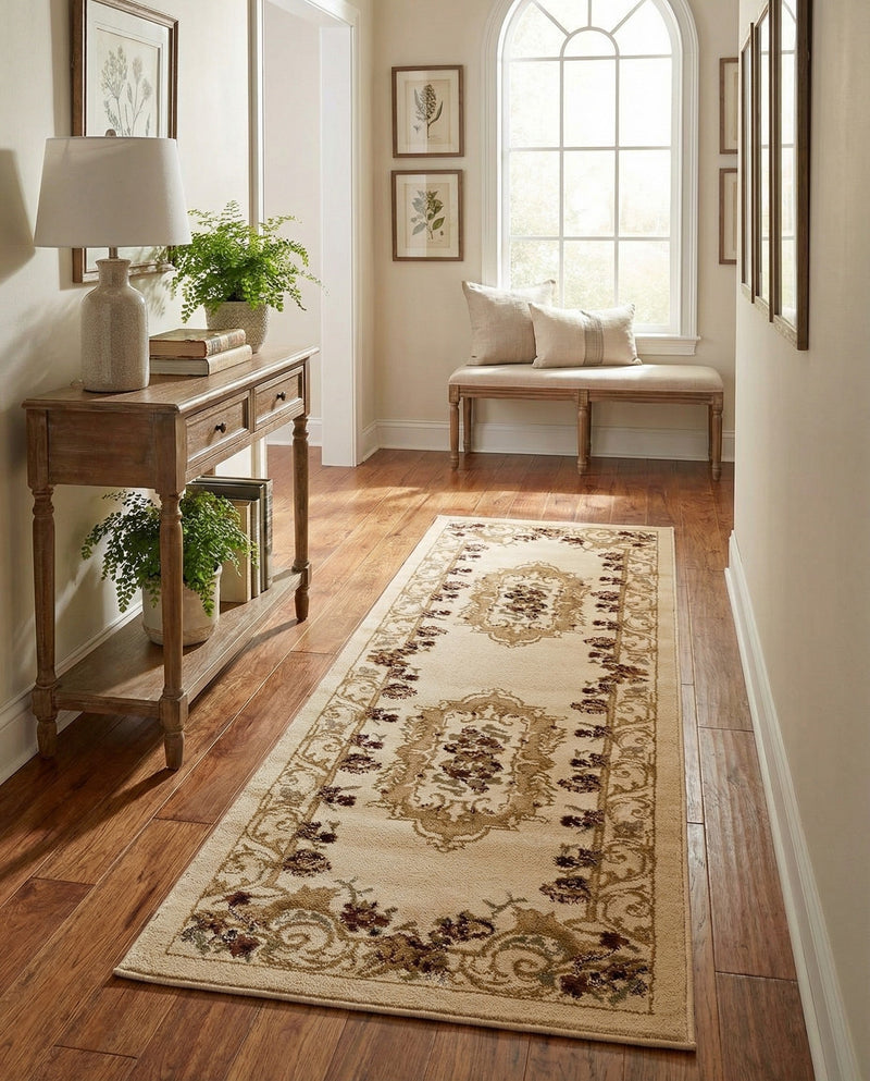 Versailles Elegance Collection Area Rug -  Louveciennes (Cream) Runner Cream  lifestyle 39