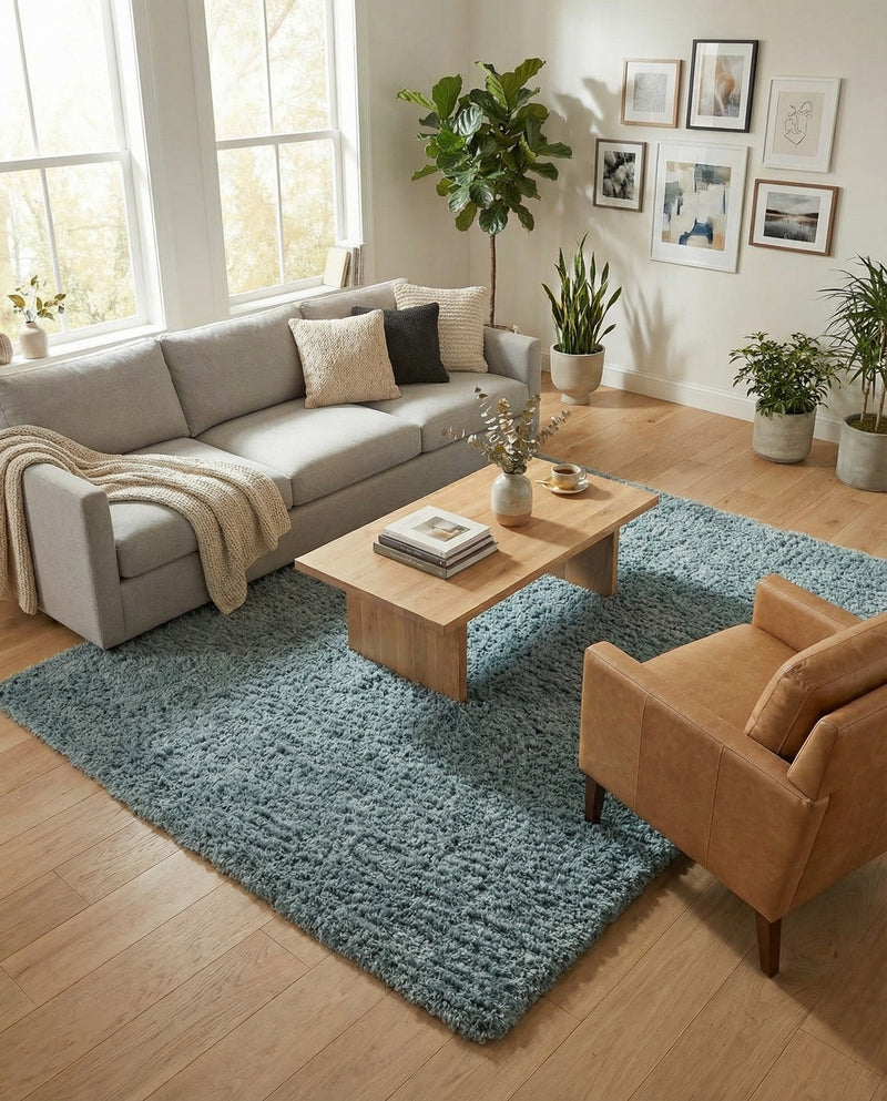Eternal Plush Oasis Collection Area Rug -  Tranquility (Slate Blue) Rectangle Slate Blue  lifestyle 19