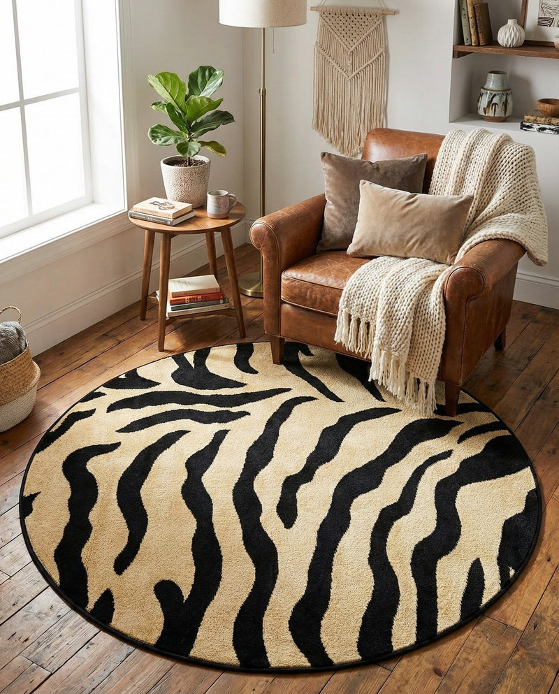 Savannah Sojourn Collection Area Rug -  Okavango Round Ivory  lifestyle 39