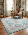 Beverly Grove Collection Area Rug -  Fairfax (Aqua) Square Aqua  lifestyle 49