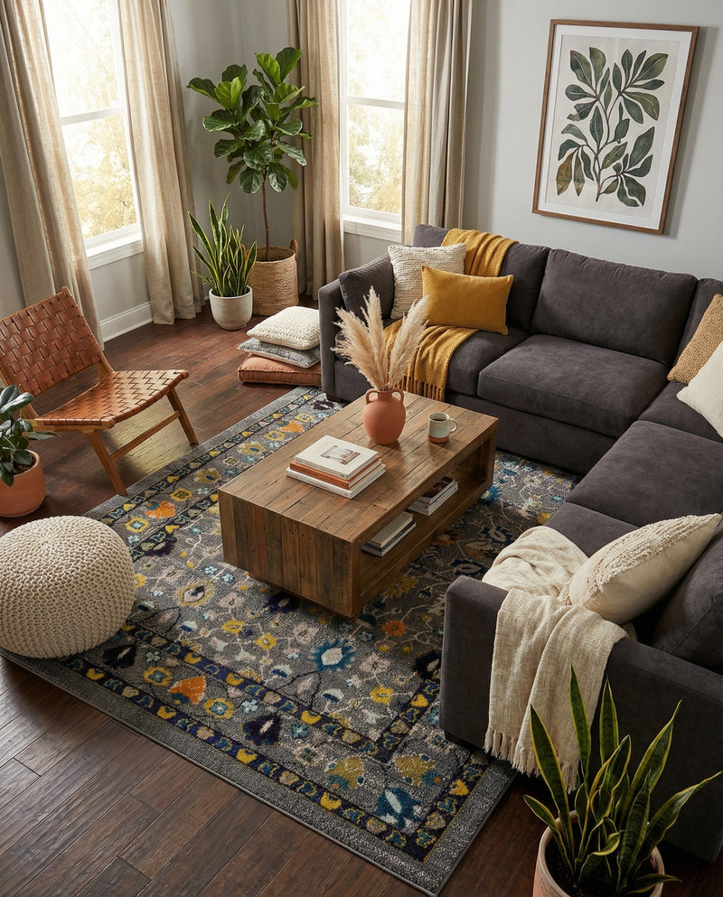 Chateau Elegance Collection Area Rug -  Luxembourg Rectangle Gray  lifestyle 13