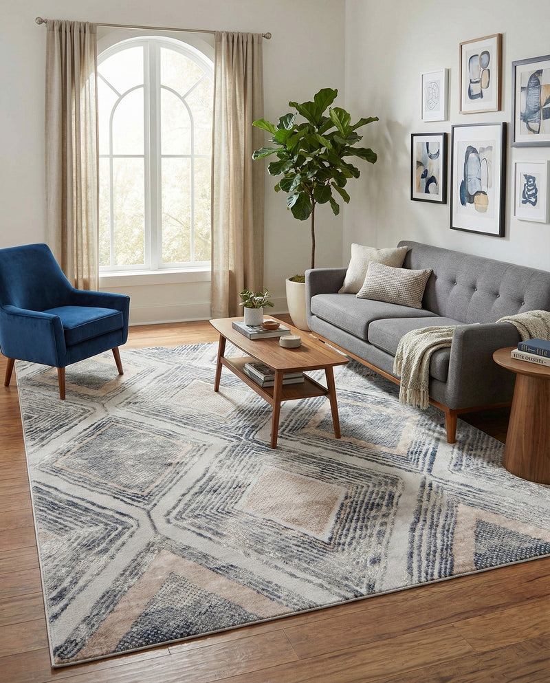Aegean Elegance Collection Area Rug -  Rhodes Rectangle Gray Cream  lifestyle 8