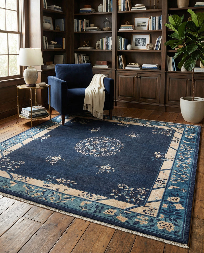 Bazaar Chic Collection Area Rug -  Ouarzazate Square Navy Blue  lifestyle 51