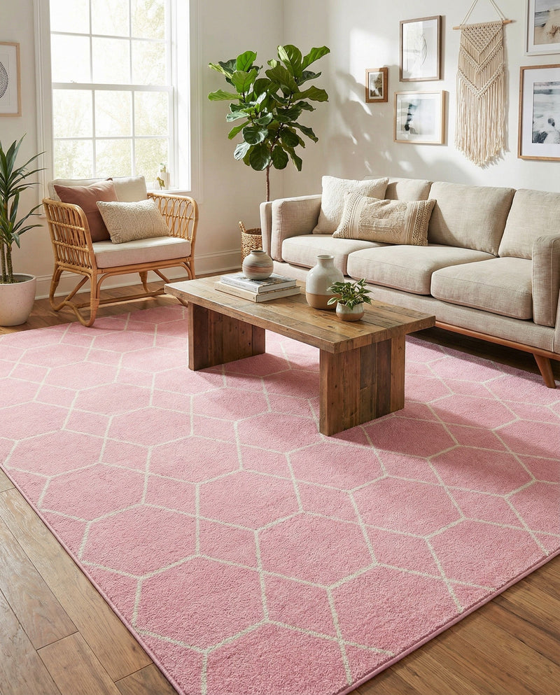 Trellis Mosaic Collection Area Rug - Arborville (Light Pink) Rectangle Light Pink  lifestyle 13