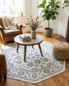 Charleston Elegance Collection Area Rug -  Seaport (white Gray) Octagon white Gray  lifestyle 64