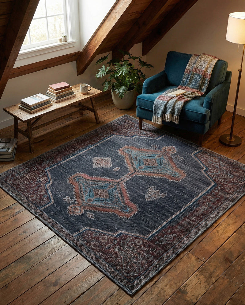 Rovaniemi Collection Area Rug - Lapland Square Charcoal and Gray  lifestyle 27