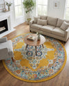 Beverly Grove Collection Area Rug -  Fairfax (Yellow) Round Yellow  lifestyle 54