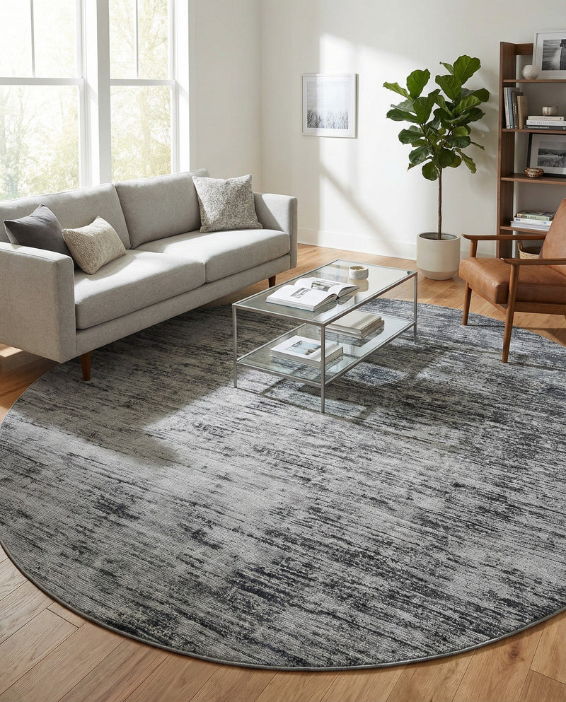 Sahara Essence Collection Area Rug - Oasis (Black) Round Black  lifestyle 71