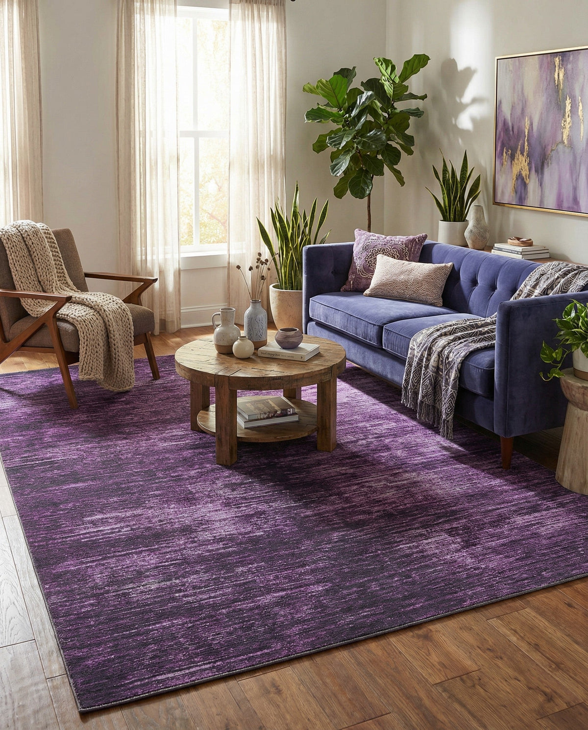 Sahara Essence Collection Area Rug - Oasis (Purple) Rectangle Purple  lifestyle 9