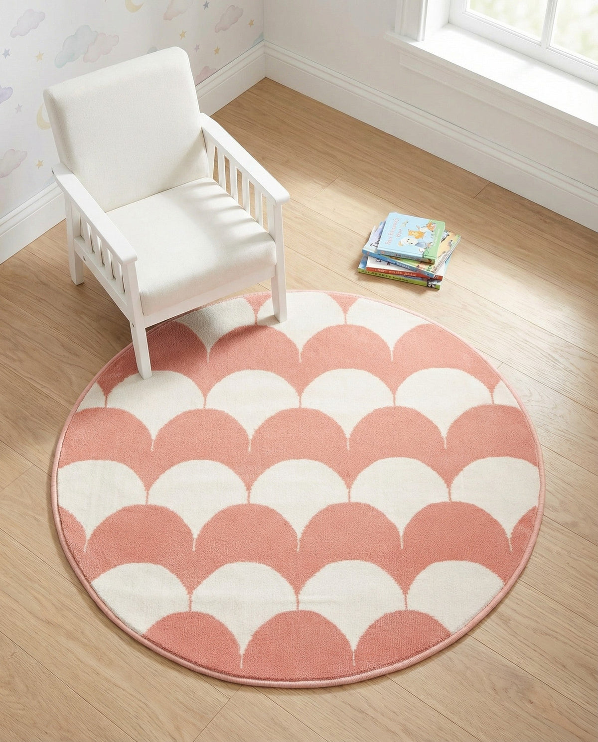 Wonder Tykes Collection Area Rug - Sparklewood Round Soft Coral Pink  lifestyle 161
