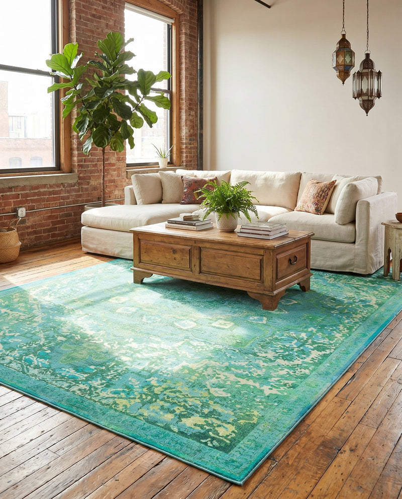 Baroque Era Collection Area Rug - Versailles (Spring Green) Rectangle Spring Green  lifestyle 22