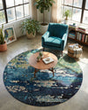 Marrakesh Elegance Collection Area Rug -  Figuig Round Navy Blue  lifestyle 63
