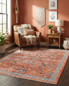Seville Stripes Collection Area Rug -  Malaga (Brick Red) Rectangle Brick Red  lifestyle 7