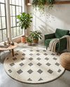 Monochrome Collection Area Rug -  Quartz Round Black and White  lifestyle 59