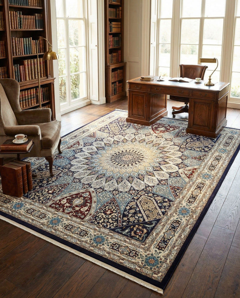 Persian Elegance Collection Area Rug -  Hamedan (Navy Blue) Rectangle Navy Blue  lifestyle 14
