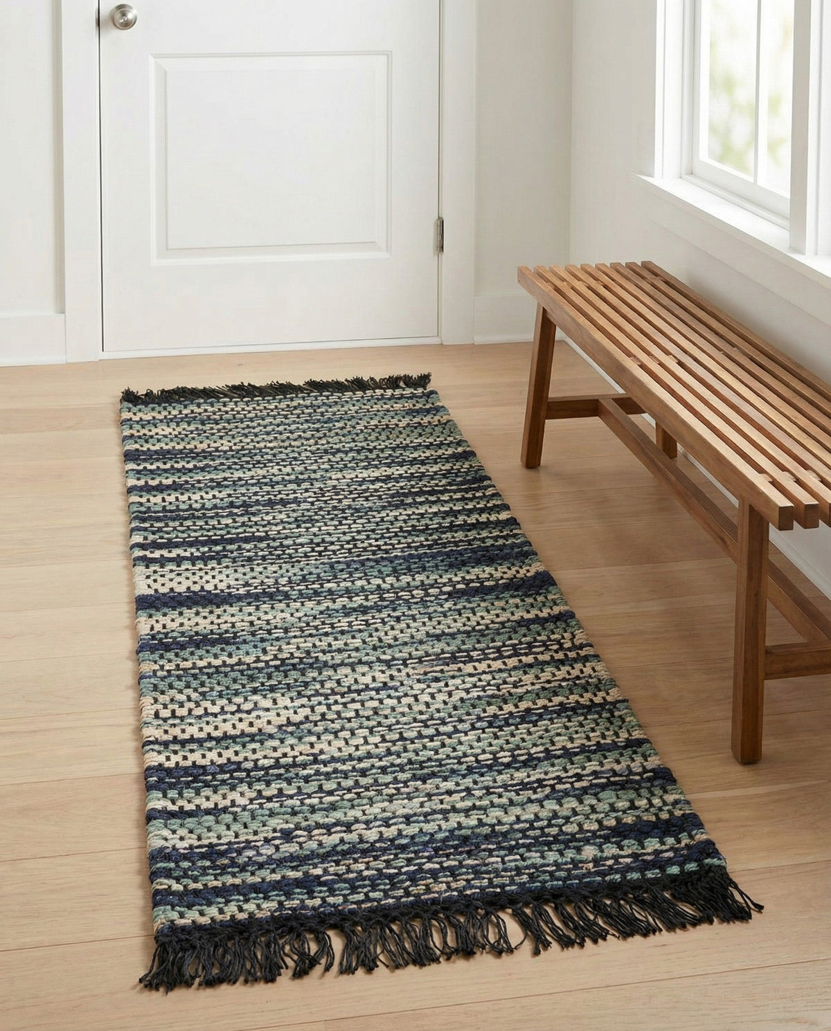Savannah Jute Collection Area Rug - Nantucket Runner Green and Ivory  lifestyle 91
