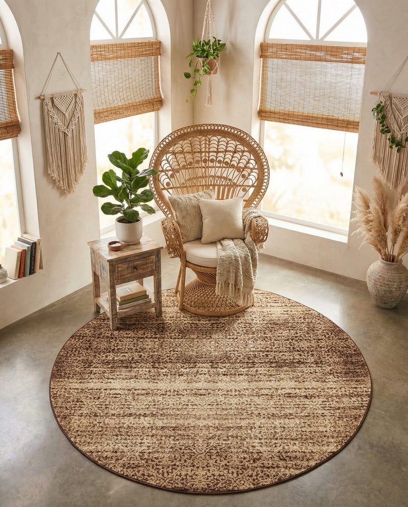 Autumn Meadow Collection Area Rug -  Ironbark Round Beige  lifestyle 49