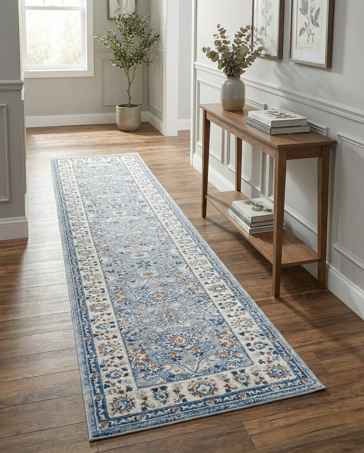 Savannah Elegance Collection Area Rug - Augusta (Aqua Blue) Runner Aqua Blue  lifestyle 123