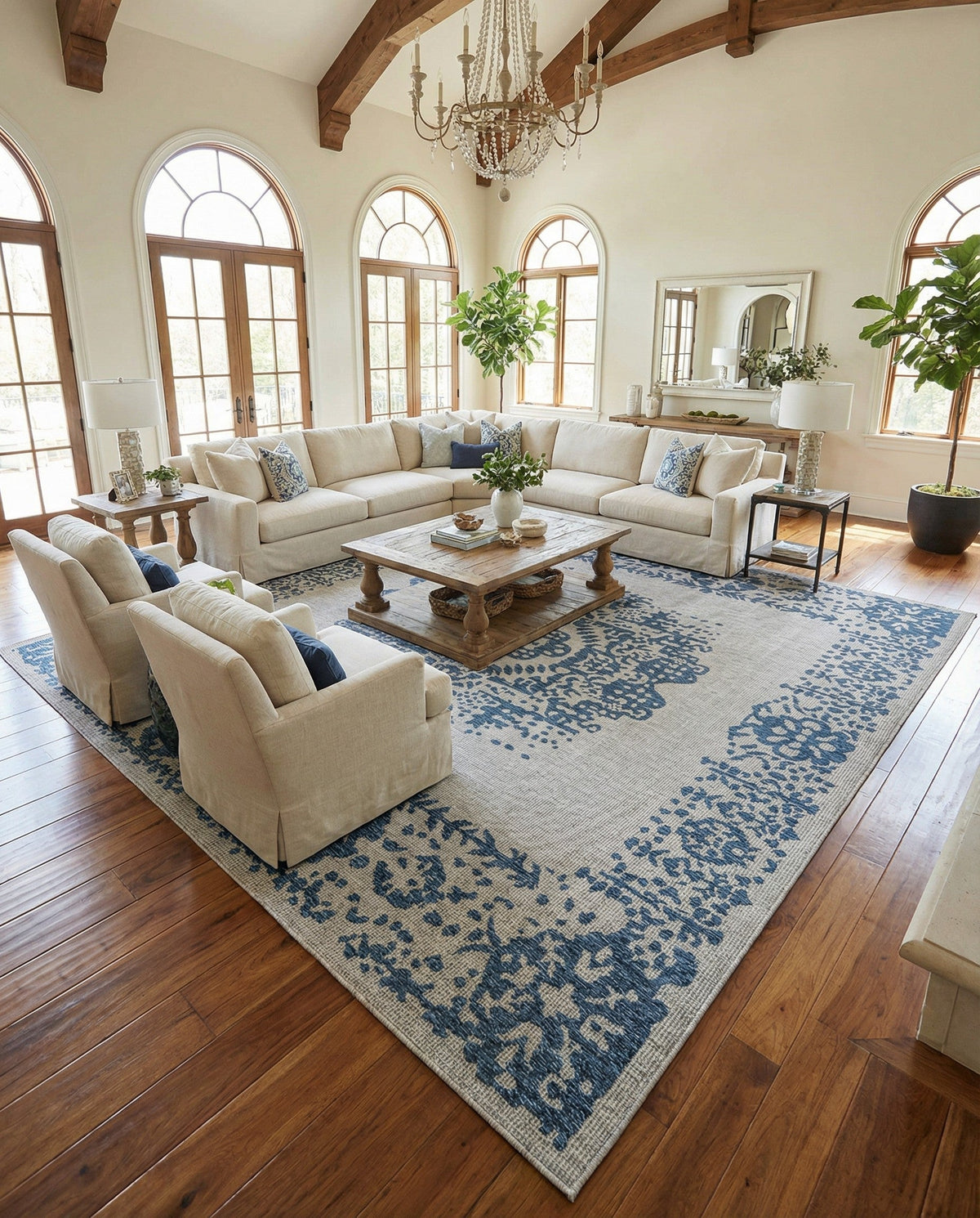 Patio Heritage Collection Area Rug - Savannah (Blue) Square Blue  lifestyle 122