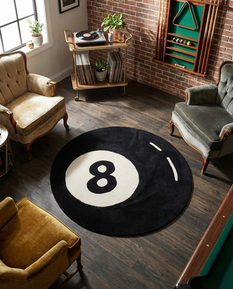 Shepherd's Glen Wool Collection Area Rug - Peninsula Round Black and White  lifestyle 8