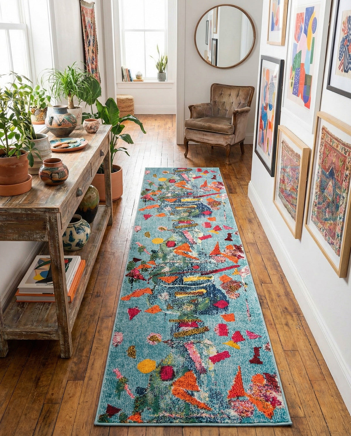 Colorburst Oasis Collection Area Rug -  Fresco Runner Aqua  lifestyle 44