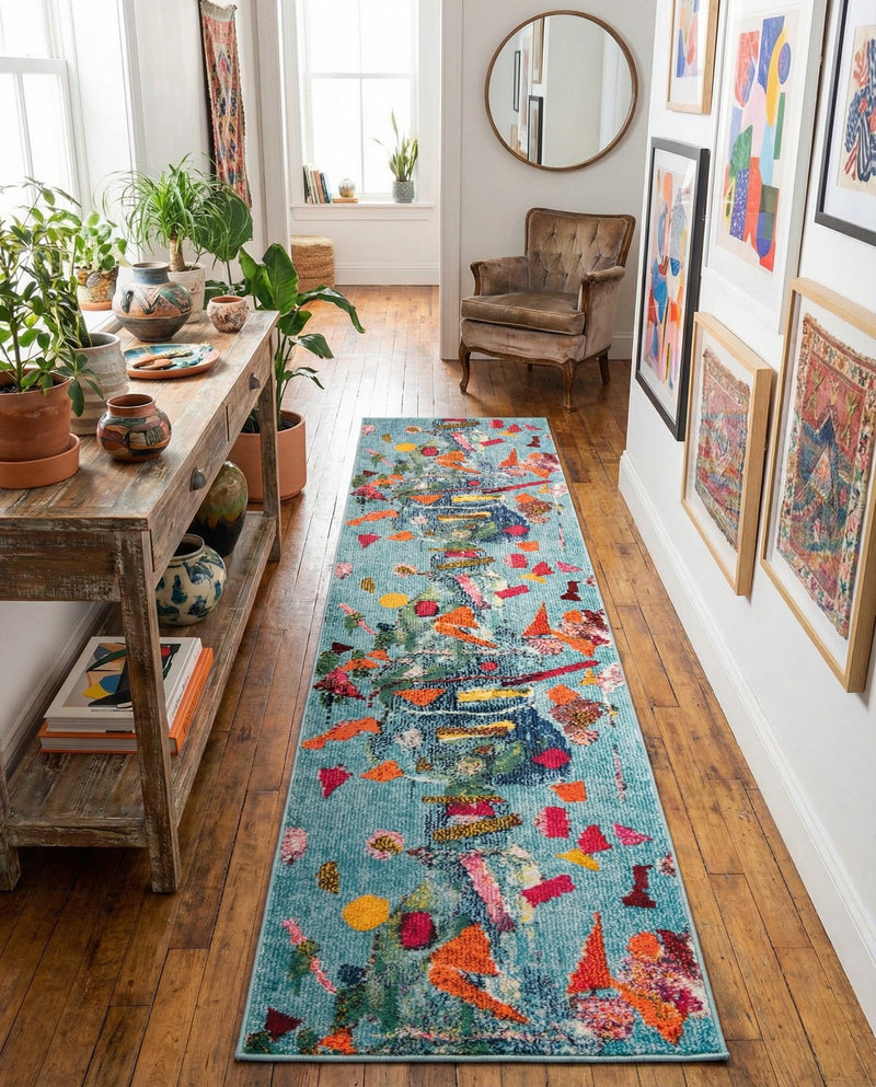 Colorburst Oasis Collection Area Rug -  Fresco Runner Aqua  lifestyle 44