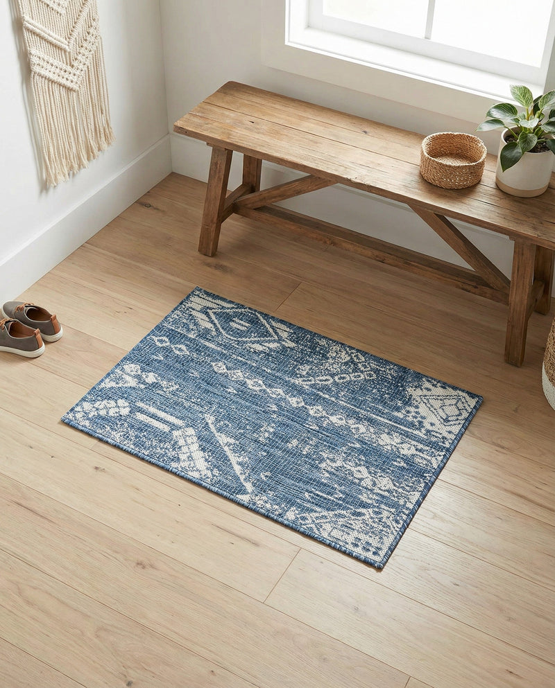Desert Nomad Terrace Collection Area Rug - Sahara (Blue) Rectangle Blue  lifestyle 13