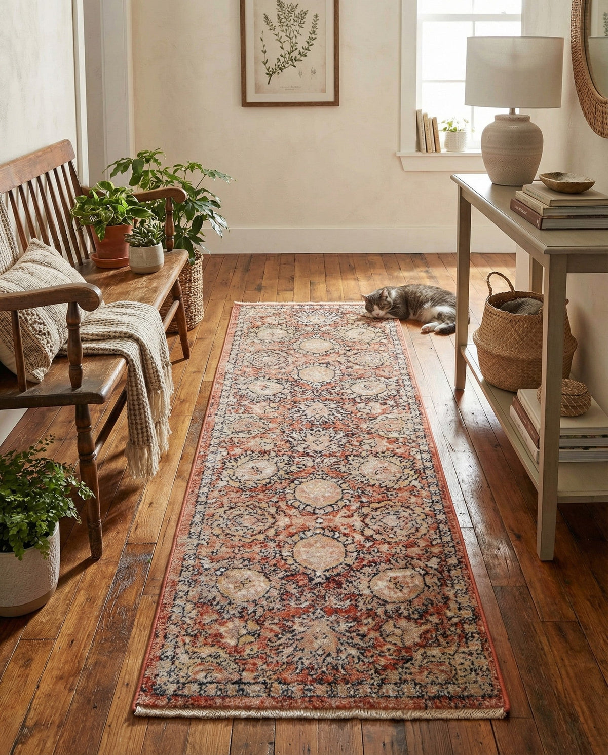 Seville Stripes Collection Area Rug -  Cordoba (Brick Red) Runner Brick Red  lifestyle 86