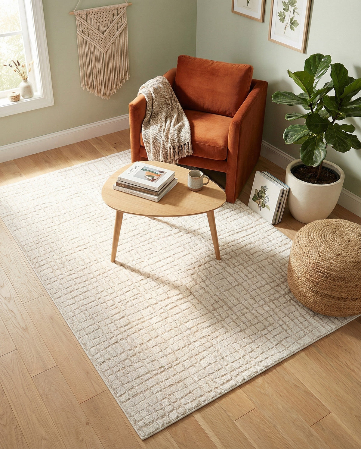 Haven Tapestry Collection Area Rug - WhisperingFalls Rectangle Ivory White  lifestyle 2