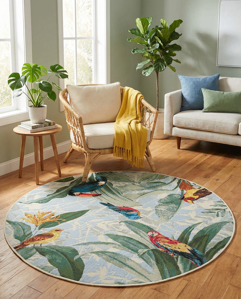 Seaside Blooms Collection Area Rug -  Tropic Round Multi  lifestyle 31