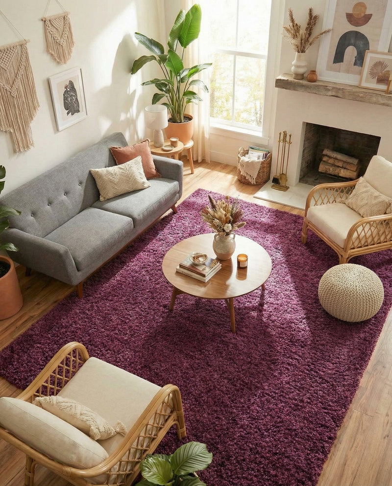 Plush Oasis Collection Area Rug - Serenity (Eggplant Purple) Rectangle Eggplant Purple  lifestyle 27