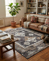 Desert Modern Eco Rug Series Collection Area Rug -  Mojave Rectangle Charcoal Gray  lifestyle 20