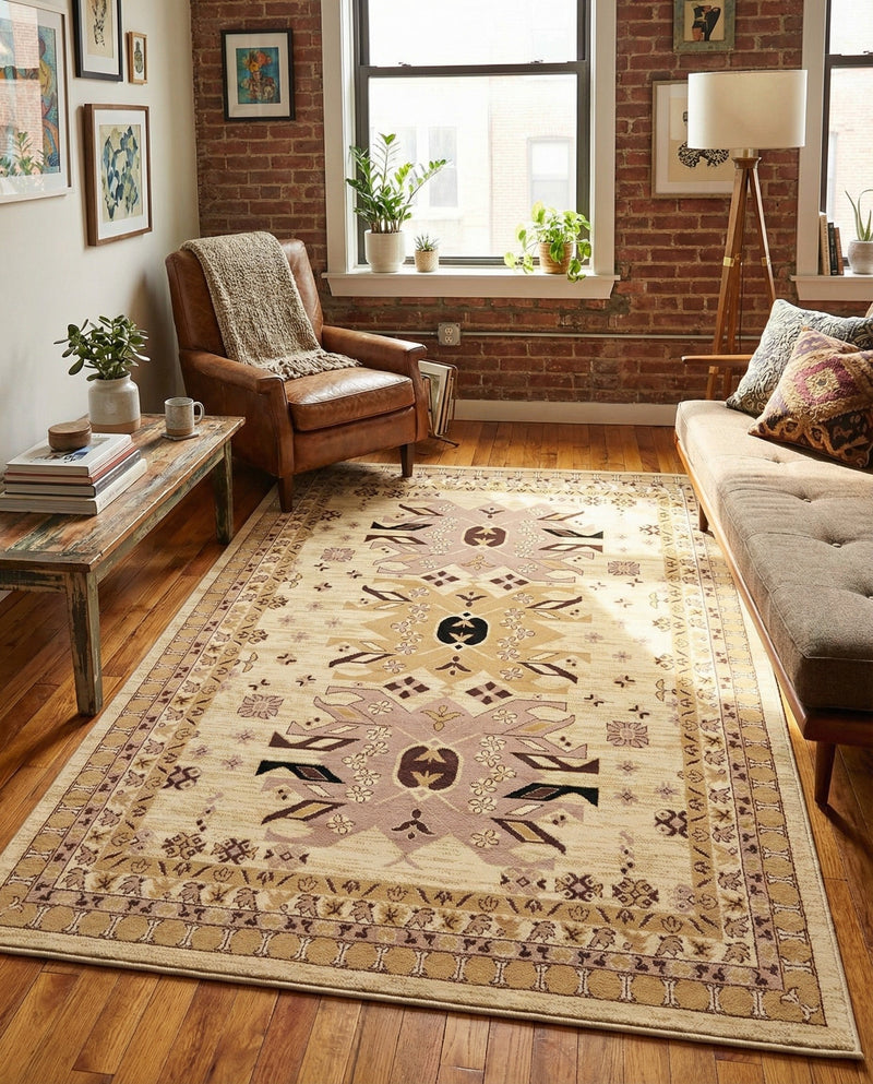 Tabriz Tapestries Collection Area Rug - Azerbaijan (Ivory) Rectangle Ivory  lifestyle 17