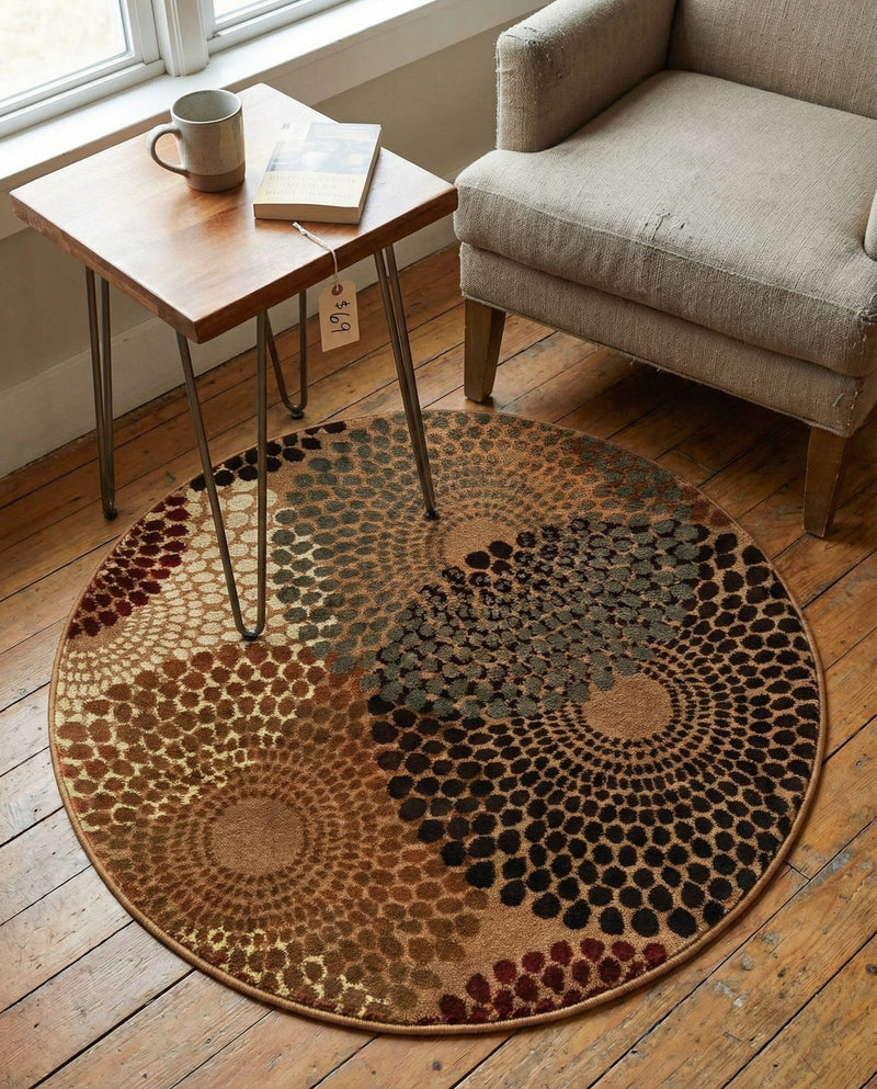 Bistro Lounge Collection Area Rug -  Cappuccino Round Beige  lifestyle 84